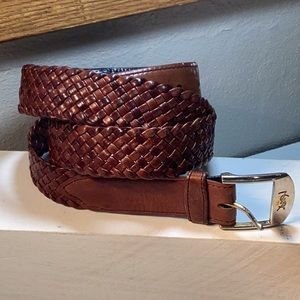 Yves Saint Laurent Leather Woven Belt Brass Buckle Some White Marks See Photo